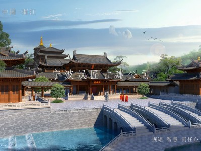 天津寺院重建规划设计方案鸟瞰图—积福禅寺